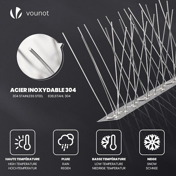 VOUNOT - Pic Anti-Pigeon en Acier Inoxydable 5.5M Pack de 22 modules - large