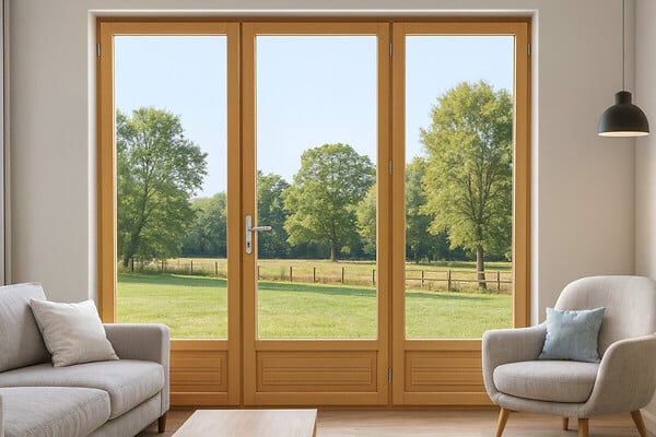 GD MENUISERIES - Porte Fenetre Bois 3 Vantaux H215 x L180 cm Côte Tableau (Poignée, Barillet ref 01245F924) - large