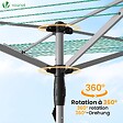 VOUNOT - Etendoir a Linge Exterieur Rotatif avec housse de protection et Surface etendage 50m Argent Vert - vignette
