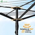 VOUNOT - Etendoir a Linge Exterieur Rotatif avec housse de protection et Surface etendage 45m Noir - vignette