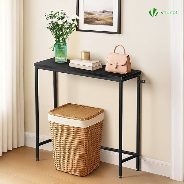VOUNOT - Console table style industriel en metal et MDF 75x24x75 cm Noir - large