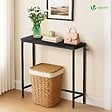 VOUNOT - Console table style industriel en metal et MDF 75x24x75 cm Noir - vignette