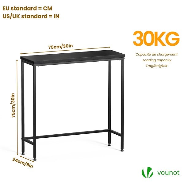 VOUNOT - Console table style industriel en metal et MDF 75x24x75 cm Noir - large