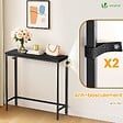 VOUNOT - Console table style industriel en metal et MDF 75x24x75 cm Noir - vignette