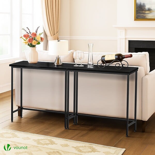 VOUNOT - Console table style industriel en metal et MDF 75x24x75 cm Noir - large