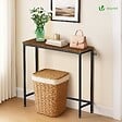 VOUNOT - Console table style industriel en metal et MDF 75x24x75 cm Marron - vignette