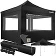 TECTAKE - Pavillon de jardin pliable en aluminium 3 x 3 m avec 4 parois latérales noir - vignette
