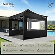 TECTAKE - Pavillon de jardin pliable en aluminium 3 x 3 m avec 4 parois latérales noir - vignette