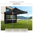 TECTAKE - Pavillon de jardin pliable en aluminium 3 x 3 m avec 4 parois latérales noir - vignette