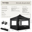 TECTAKE - Pavillon de jardin pliable en aluminium 3 x 3 m avec 4 parois latérales noir - vignette