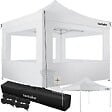 TECTAKE - Pavillon de jardin pliable en aluminium 3 x 3 m avec 4 parois latérales blanc - vignette