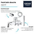 GROHE - Pack mitigeur mécanique Swift avec colonnettes + Douchette 1 jet Vitalio Get Stick + Flexible 1750 mm - vignette