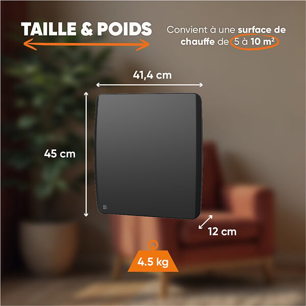 BESTHERM - Radiateur électrique fixe à inertie sèche céramique - BESTHERM - ARIA 500W  - horizontal noir - large