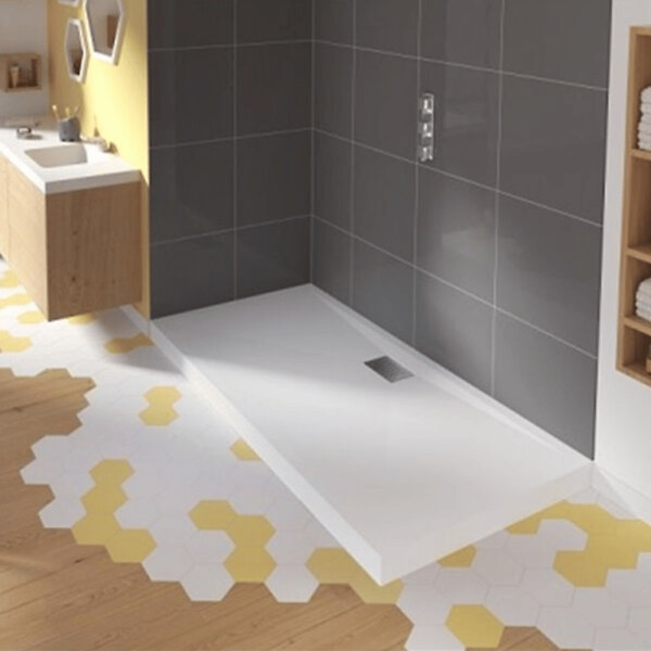 KINEDO - Receveur de douche Kinesurf biotec rectangle Blanc 150 x 90 x 4 bonde centre longueur - large