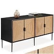 TECTAKE - Buffet JUNA portes effet jute avec 2 compartiments de rangement noir/marron - vignette