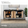 TECTAKE - Buffet JUNA portes effet jute avec 2 compartiments de rangement noir/marron - vignette