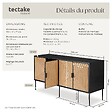 TECTAKE - Buffet JUNA portes effet jute avec 2 compartiments de rangement noir/marron - vignette