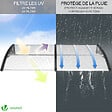 VOUNOT - Auvent de porte marquise 200x80 cm transparent en Polycarbonate anti UV Noir - vignette