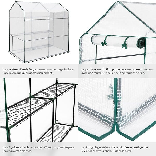 TECTAKE - Serre de jardin souple 2,23 m² blanc - large