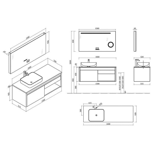 DISTRIBAIN - Meuble de salle de bain MAZARA 1600 SV - large