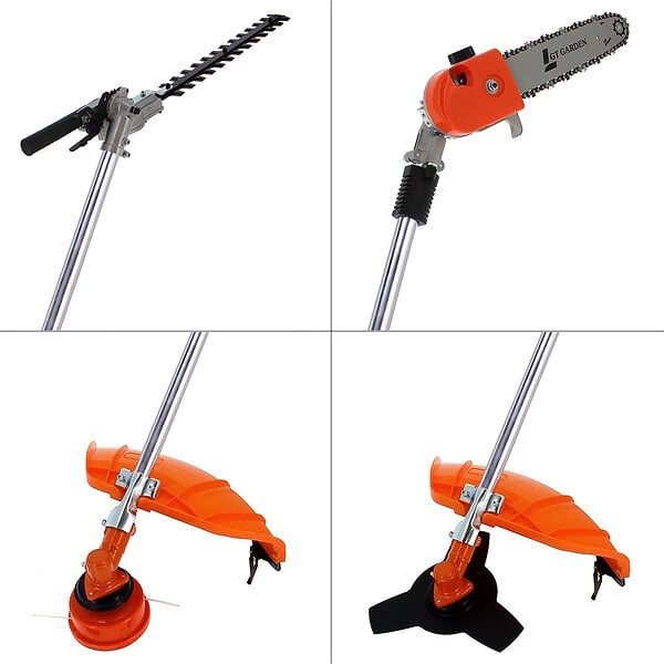 GT GARDEN - Multifonction thermique 4 en 1 avec guidon : tronçonneuse - débroussailleuse - taille-haies - large