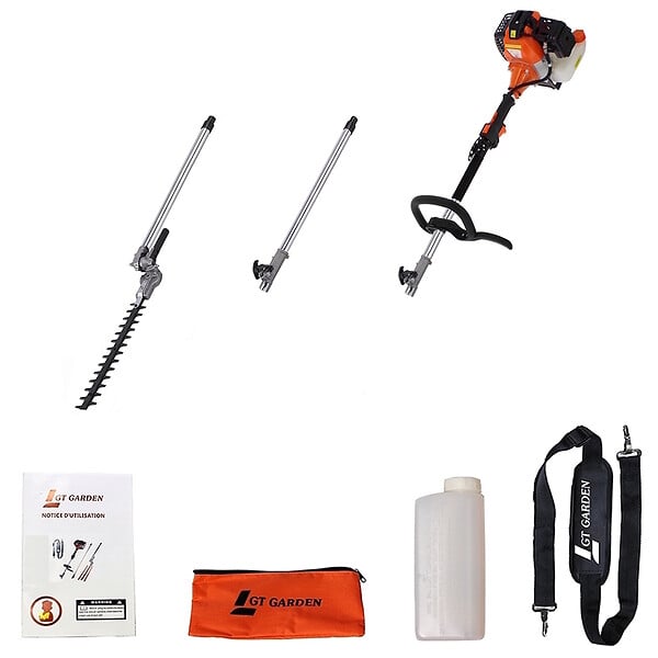 GT GARDEN - Taille-haies thermique sur perche, 52 cm3, 3 CV, longueur 3.30 mètres - large
