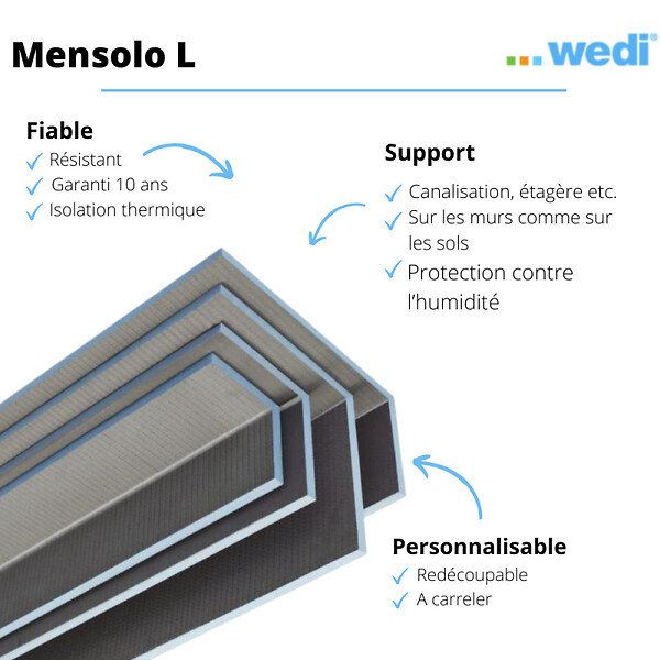 WEDI - Coffre d'habillage Mensolo L 260 x 20 x 20 - large
