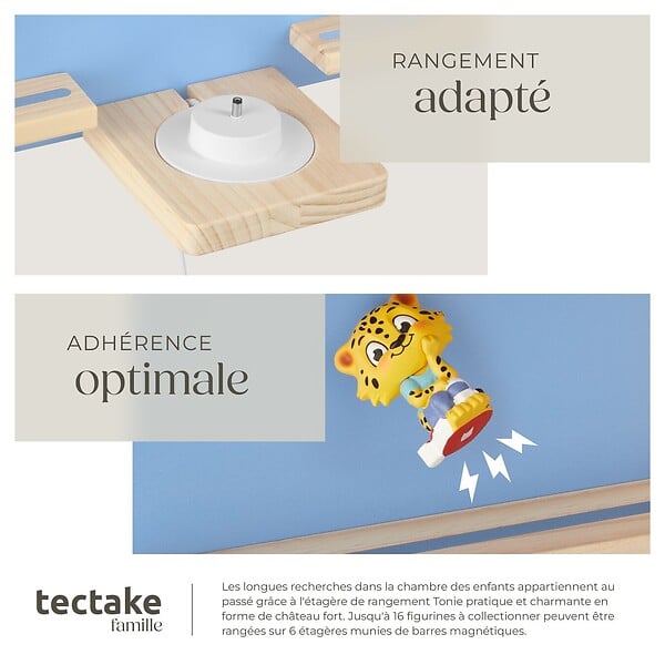 TECTAKE - Étagère murale MyLittleStory Fortress pour jusqu'à 16 Tonies bleu - large
