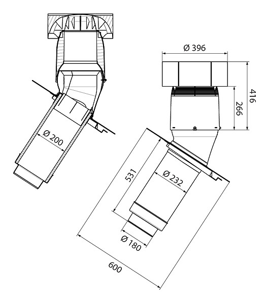 UBBINK - Sortie de toit VMC Ventus 200-180 Toit Pente Signo - UBBINK - 169882 - large