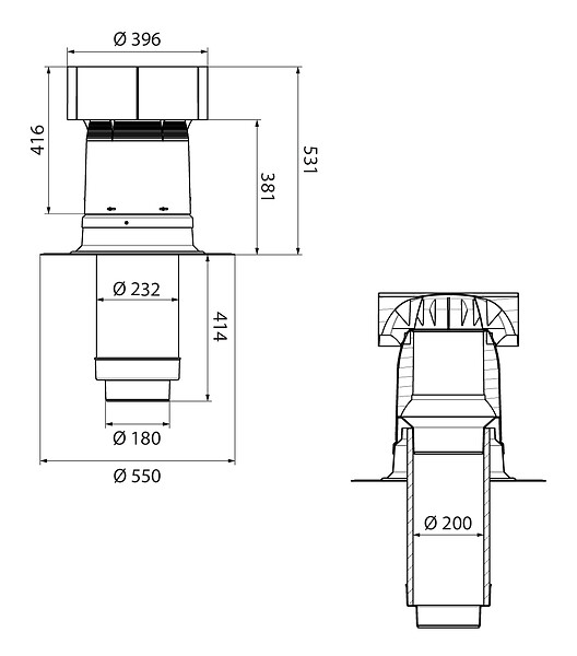 UBBINK - Sortie de toit VMC Ventus 200-180 Toit Plat - UBBINK - 169881 - large