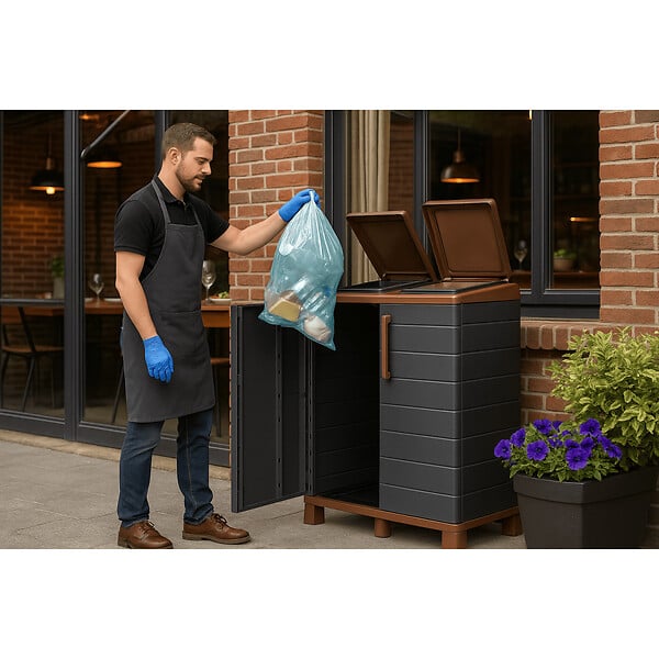ARTPLAST - Abri Poubelles 2 Sacs Anthracite - Armoire Cache Poubelle de Tri Sélectif 68 x 37 x 90 cm Terrasse, Restaurant Art Plast - large