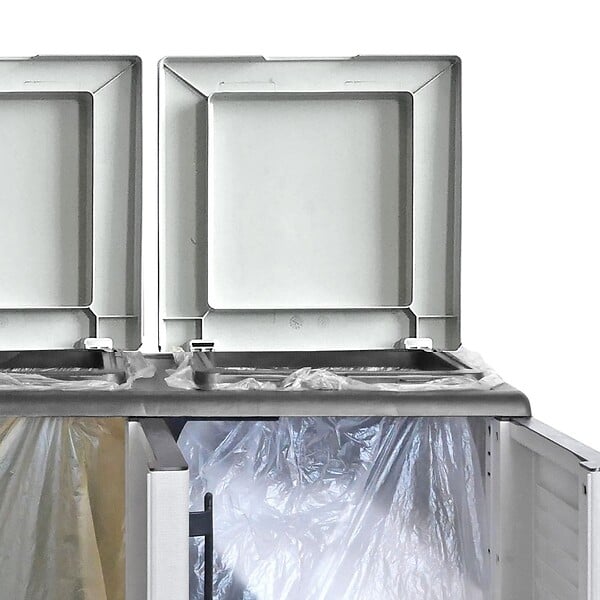 ARTPLAST - Cache Poubelles de tri Selectif 2 Sacs - Armoire Recyclage 68 x 37 x 90 cm Gris Clair 2 Portes 4 pieds ART PLAST - large