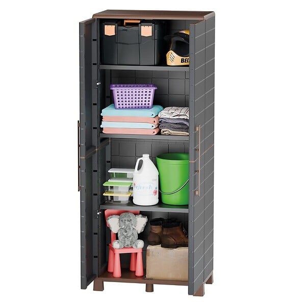 ARTPLAST - Armoire de rangement haute 2 portes 3 Etagères réglables 68 x 37 x 169cm - Meuble de Garage Atelier Buanderie Artplast - large