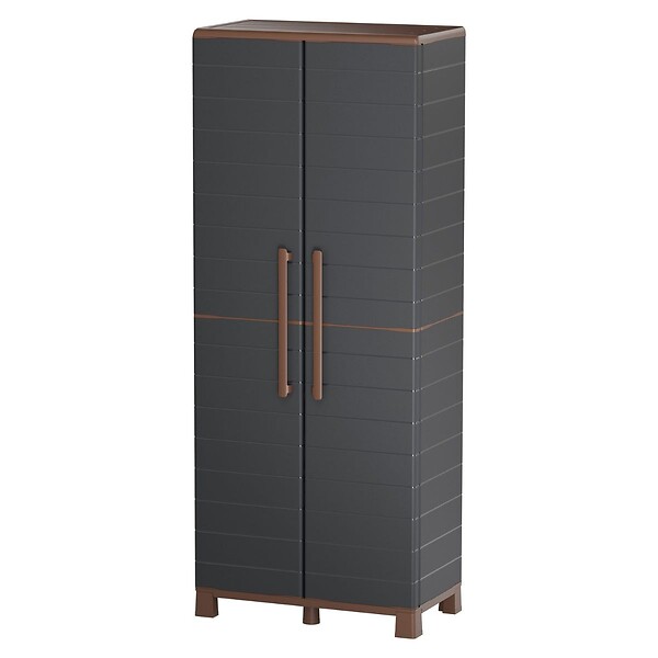 ARTPLAST - Armoire à balais + 3 Etagères Amovibles Anthracite 68 x 37 x 169 cm - Placard à balais Charge 60kg Garage Buanderie ArtPlast - large