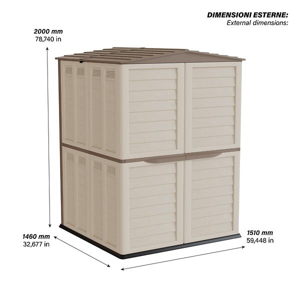 INTEC - Abri de Jardin Extérieur Beige - Cabanon de Jardin 151x146x200cm avec plancher - Rangement Outils, Vélos INTEC - large