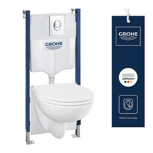 GROHE - Pack WC suspendu bâti acier - Cuvette blanche - 3/6L - large