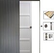 GD MENUISERIES - Porte Coulissante Tamera blanc 4 panneaux H204 x L63 cm, Galandage, kit finition - vignette