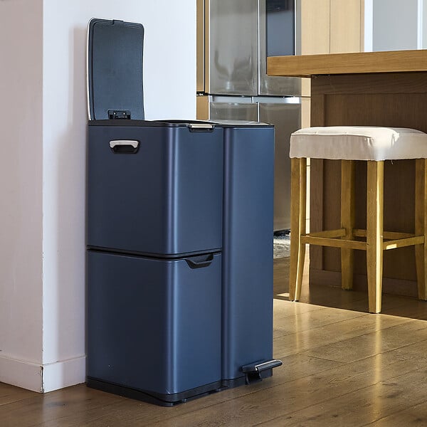 KITCHEN MOVE - Poubelle pédale tri sélectif HAJA gris 60L - large