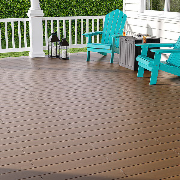 Lame terrasse composite relief bicolore 220x14cm marron - large