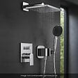 HANSGROHE - Colonne de douche encastrée mécanique Vernis Shape Douche de tête Vernis Shape Flexible Isiflex Douchette Pulsify chromé - vignette