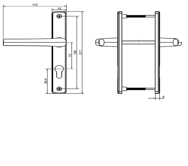 QUADROFORM - Poignee blanche porte fenetre 28/70, le barillet est vendu séparément du poignée - large