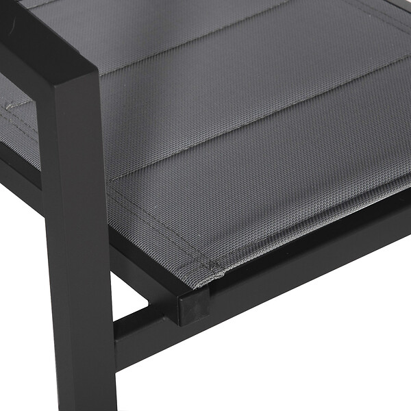 HAPPY GARDEN - Lot de 4 chaises rembourrées en aluminium anthracite - textilène gris - large