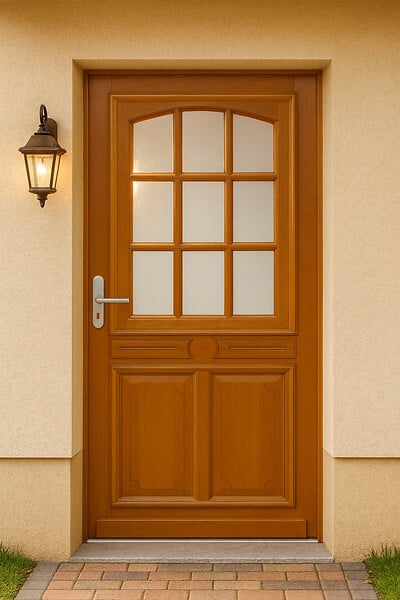 GD MENUISERIES - Porte d'entrée Bois Vitrée Marine, H215 x L90 cm Côte Tableau p.Droit - large