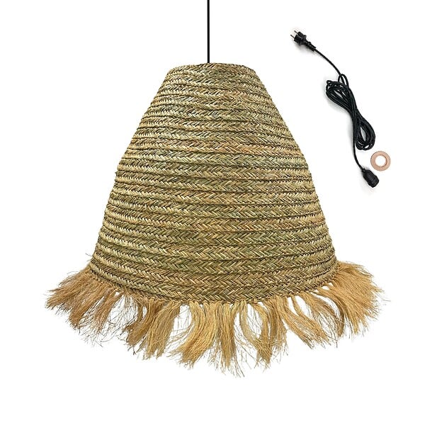 LUMISKY - Suspension Extérieure XXL Jonc de Mer Beige D100cm Câble 5m - large