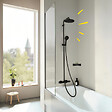 GROHE - Colonne bain douche thermostatique Vitalio Start System noir mat + Tablette de douche d'angle  Start Cube - vignette