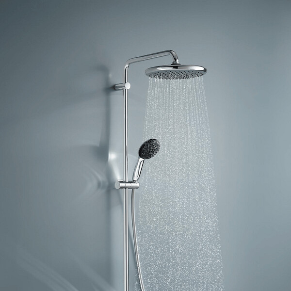 GROHE - Colonne bain douche thermostatique Vitalio Start System chromé + Panier douche Start Cube - large
