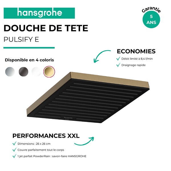 HANSGROHE - Douche de tête Pulsify E  260 EcoSmart Bronze Brossé - large