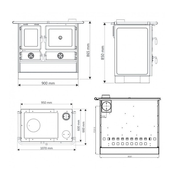INTERSTOVES - Cuisinière à bois MAGNUM MBS en fonte | Sortie côté gauche - - large