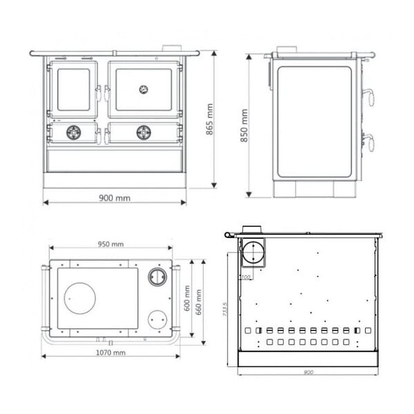 INTERSTOVES - Cuisinière à bois MAGNUM MBS en fonte | Sortie côté gauche - - large