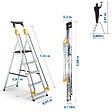 HOSTRÃ–M - Escabeau 5 marches DURAMP sécurisé avec rampes, tablette porte-outils, marchepied pliable aluminium, hauteur plateforme 97cm, garantie 5 ans Hoström - vignette